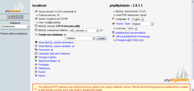 phpMyAdmin screenshot